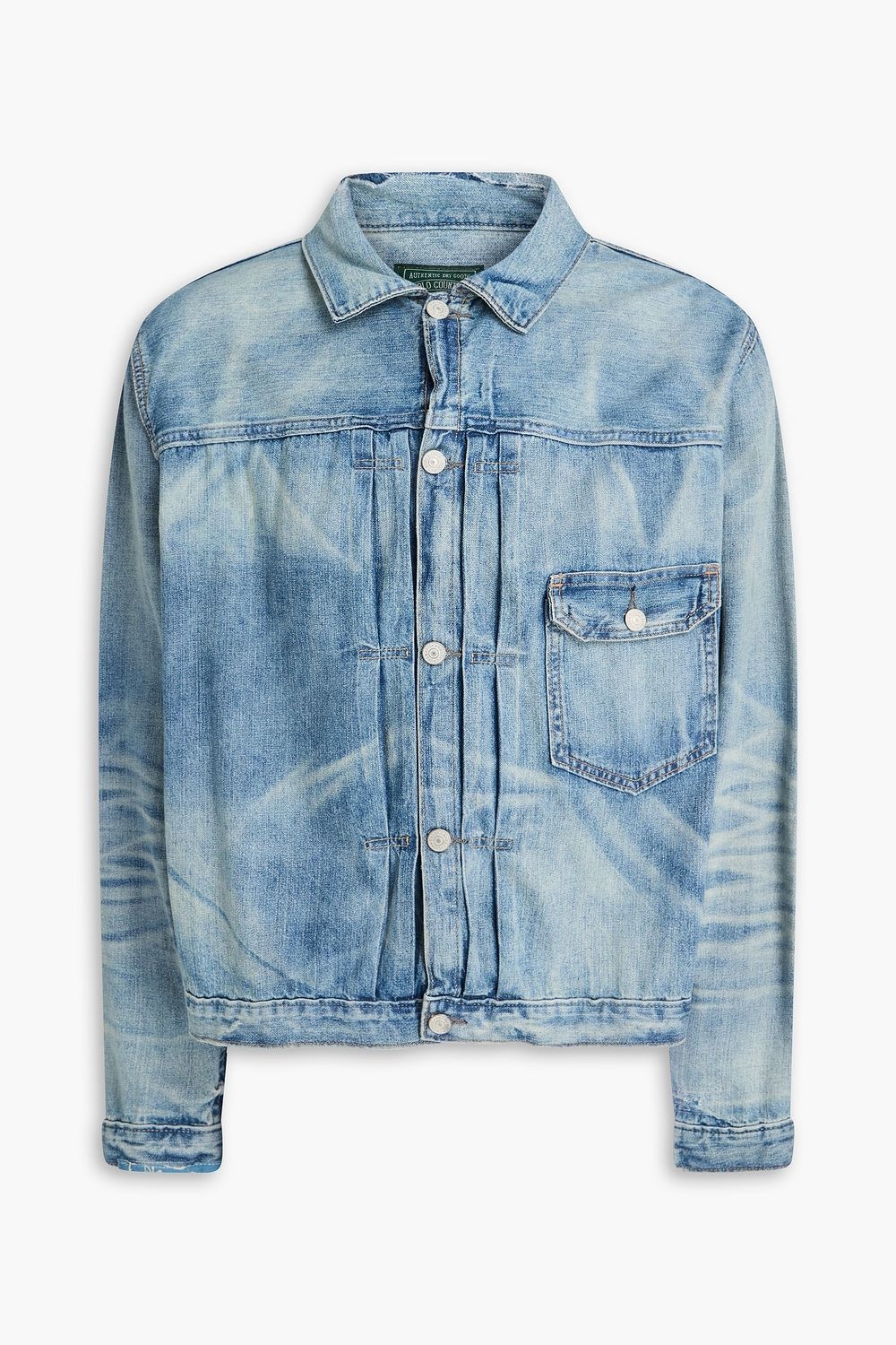 Distressed faded denim jacket
