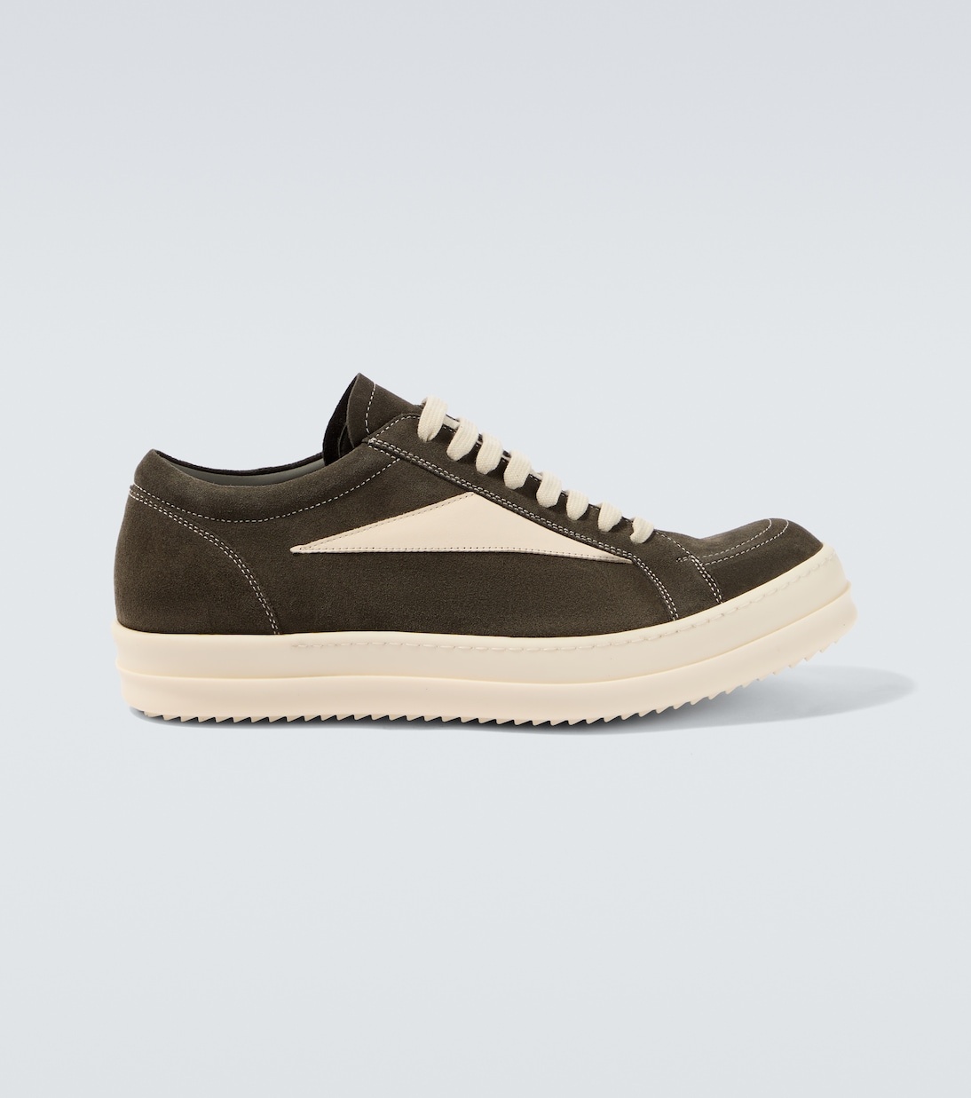 Vintage leather-trimmed suede sneakers